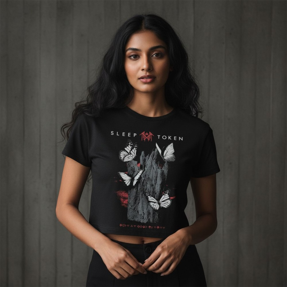 Sleep Token - Butterflies Crop top - Black